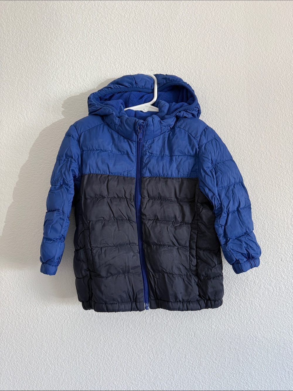Uniqlo Kids Two-Tone Blue & Black Puffer Jacket with Hood